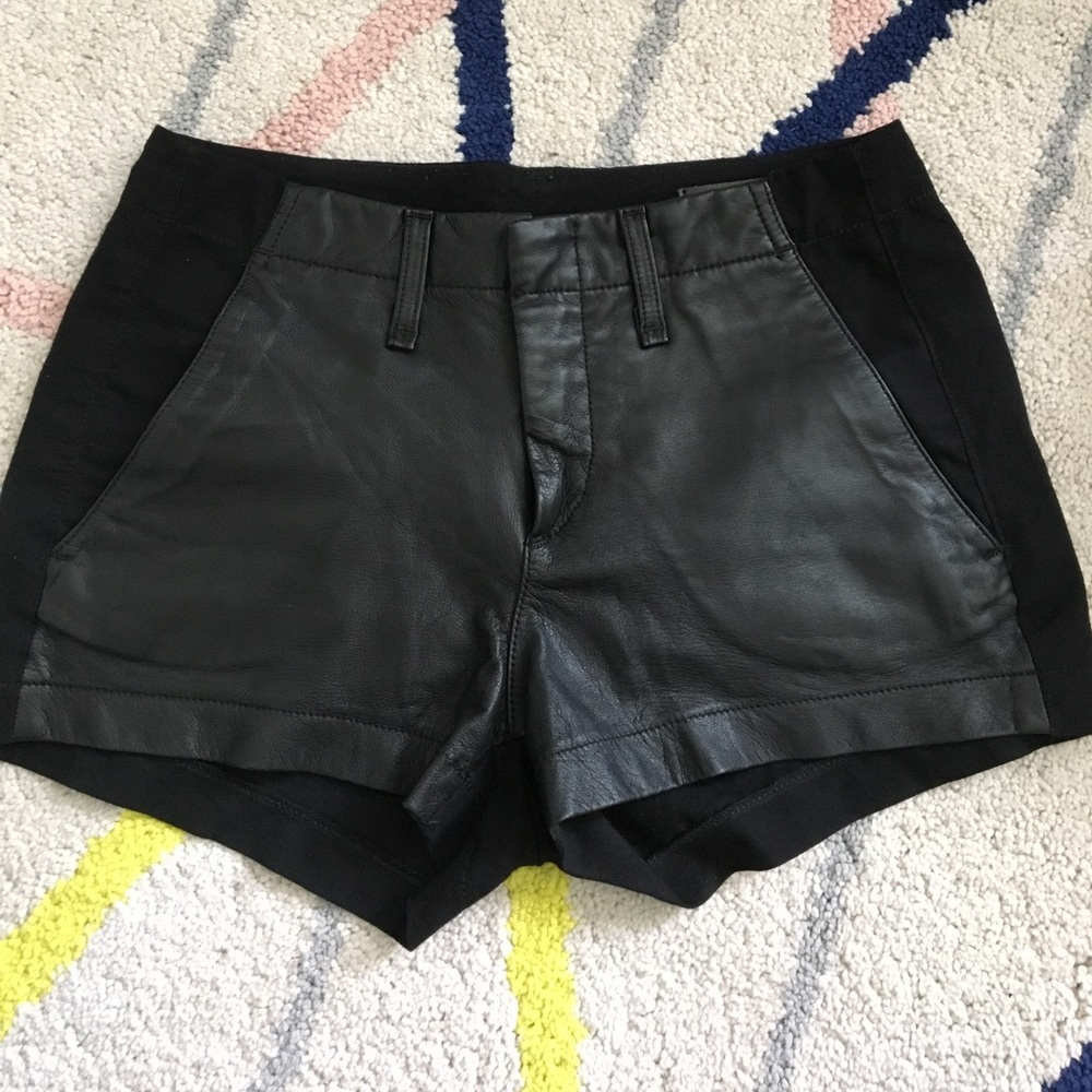rag & bone black leather shorts