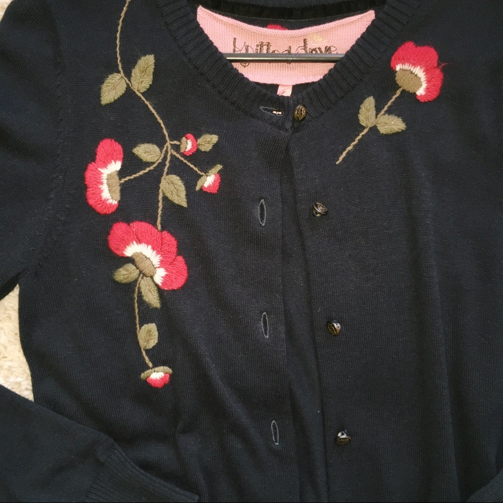Navy embroidered cardigan