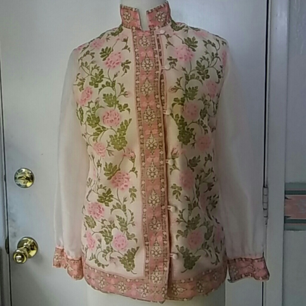 1970s Miss Shaheen organza blouse. Small.