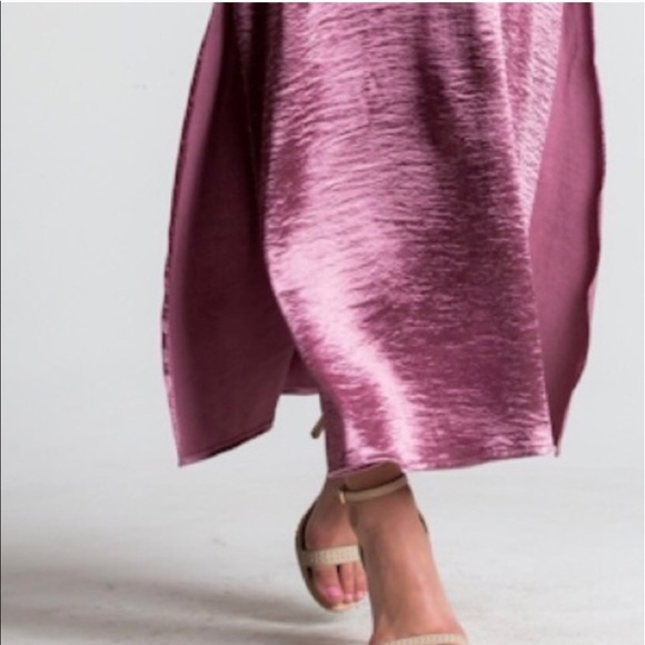 Deep Mauve Satin Maxi Slip Dress - Picture 4 of 6