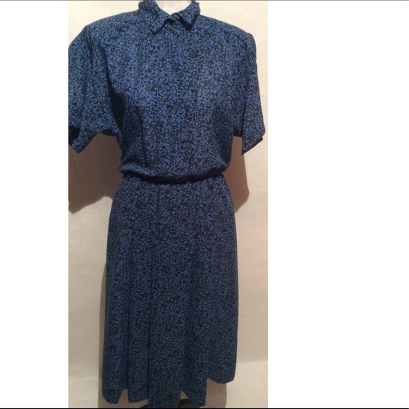 Vintage Dresses & Skirts - Black & Blue Vintage Dress Size 14