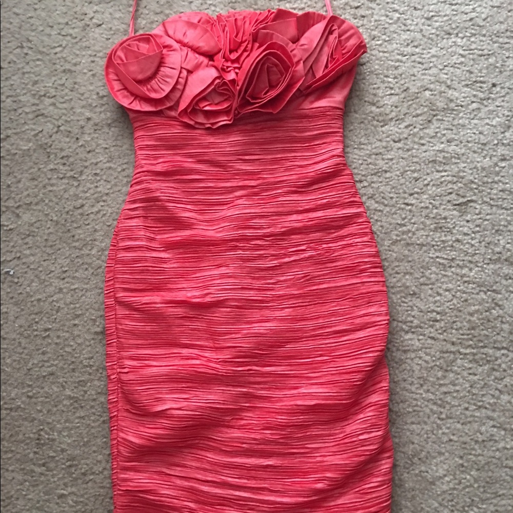 Arden B coral flower bouquet dress