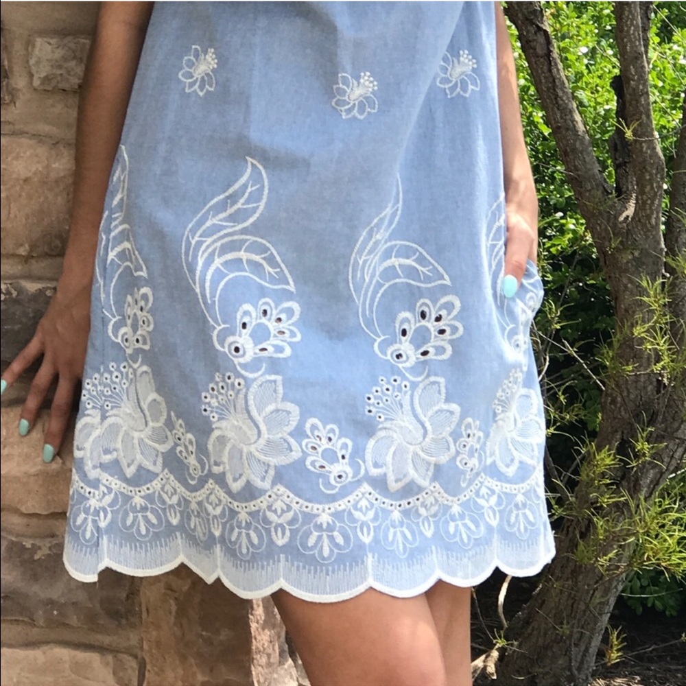 Embroidered Denim Vintage Slip Dress - Picture 5 of 5