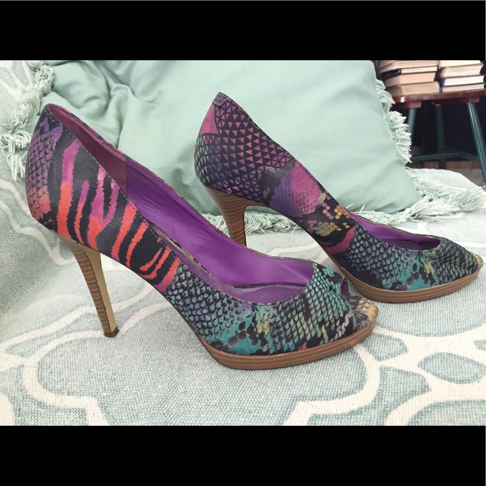 INC Rainbow Jungle Python Tiger Stripes Heels