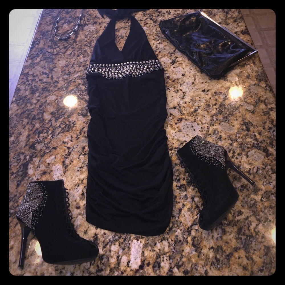 WYTON-MARA BACKLESS STUDDED DRESS