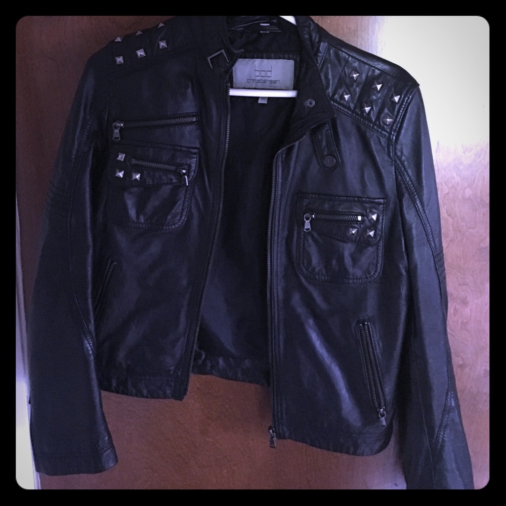 SOLD. Brand new leather jacket with studs!