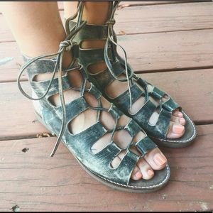 Free People - distressed gladiator sandals