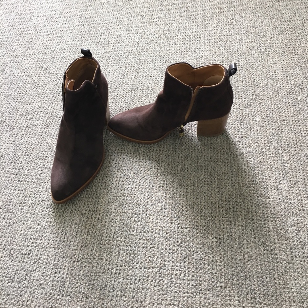 Brown suede booties