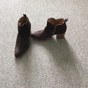 Brown suede booties
