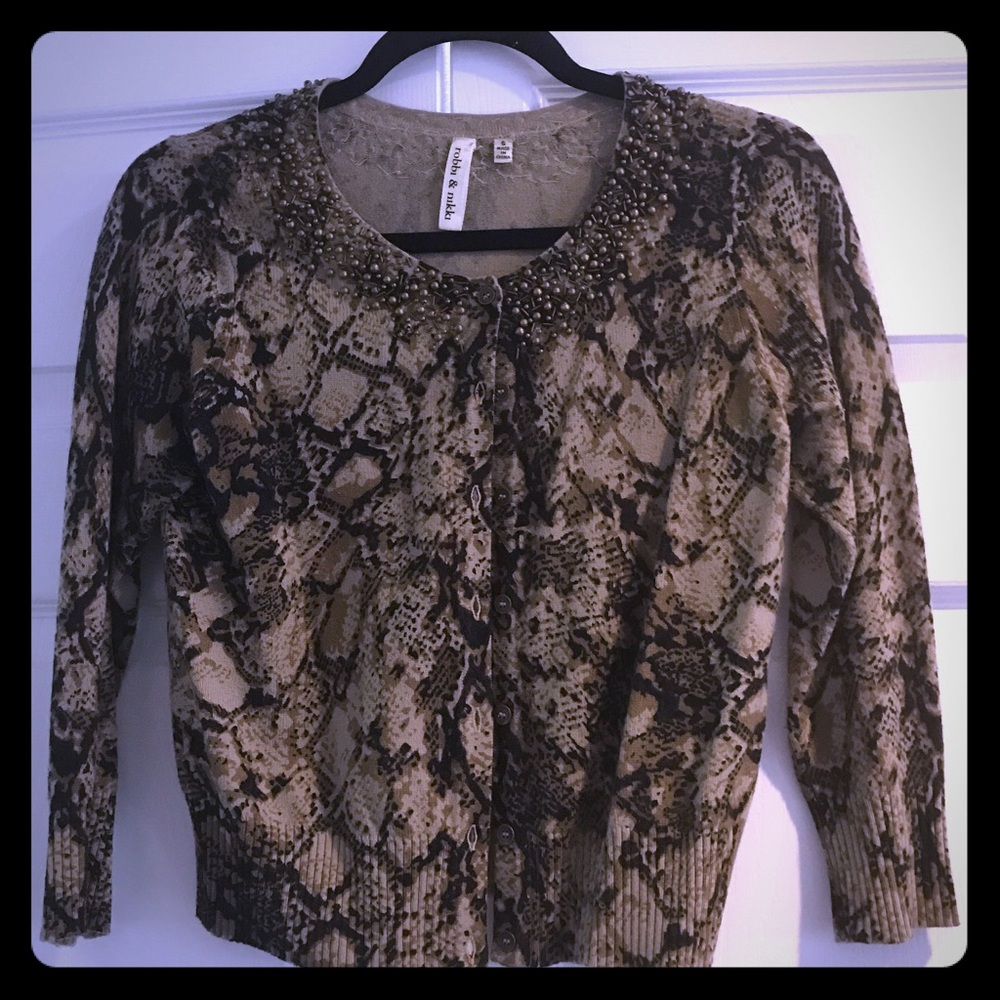 Animal print and beaded cardigan