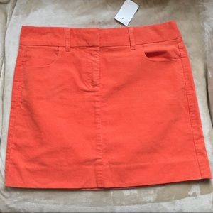 NWT J. Crew pink-orange courduroy skirt, Sz 4