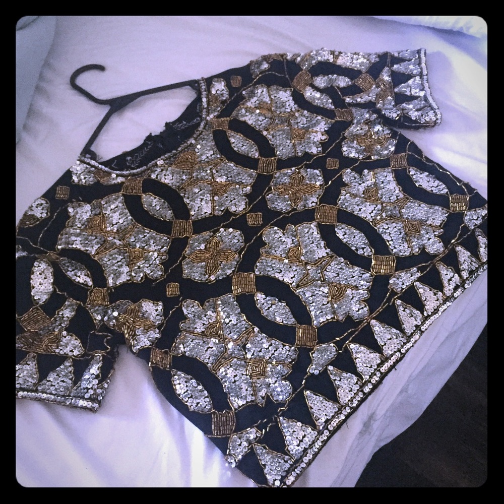 Chic handmade rhystone crop top