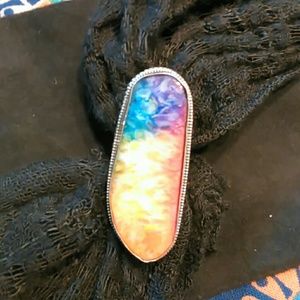 Sz 7 one of a kind rainbow druzy 925