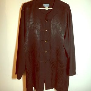 Asian inspired black buttoned tunic. size 2X