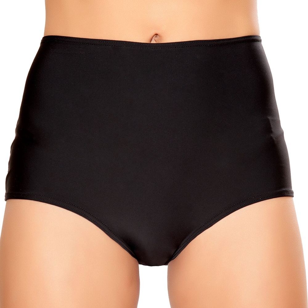 Black Solid High-Waist Booty Shorts