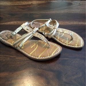Sam & Libby tan/gold sandals, size 8