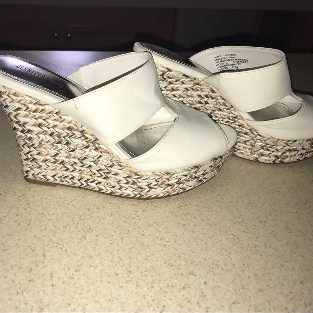 Jennifer Lopez White Wedges
