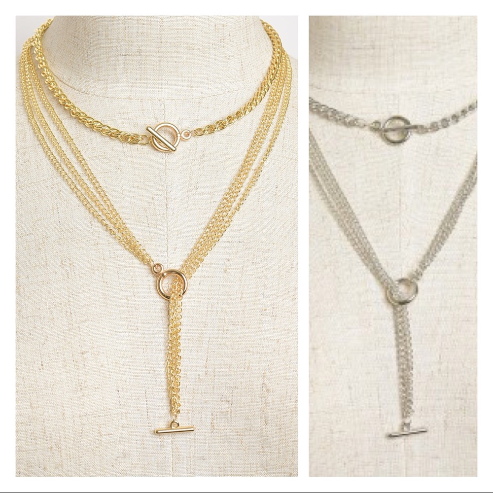 Gold or silver chain statement necklace
