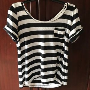Striped Tee w/ Lace Back