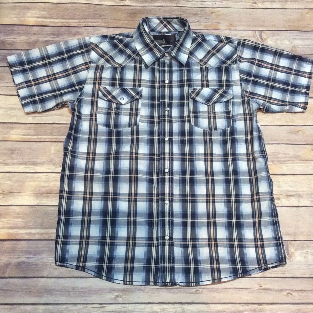 Micros Boys Large Plaid Shirt Size 14-16