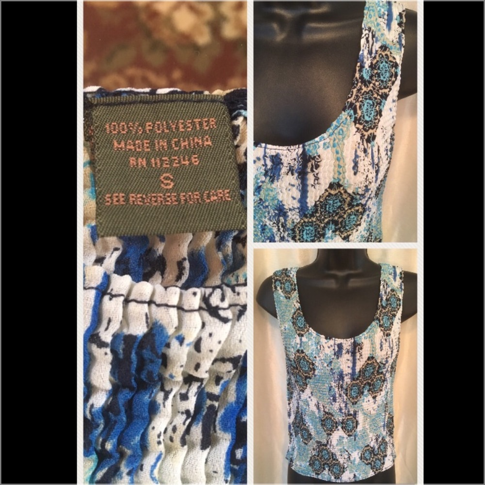 Women's PatternedQuilted BlueWhite TankTop SIZE S