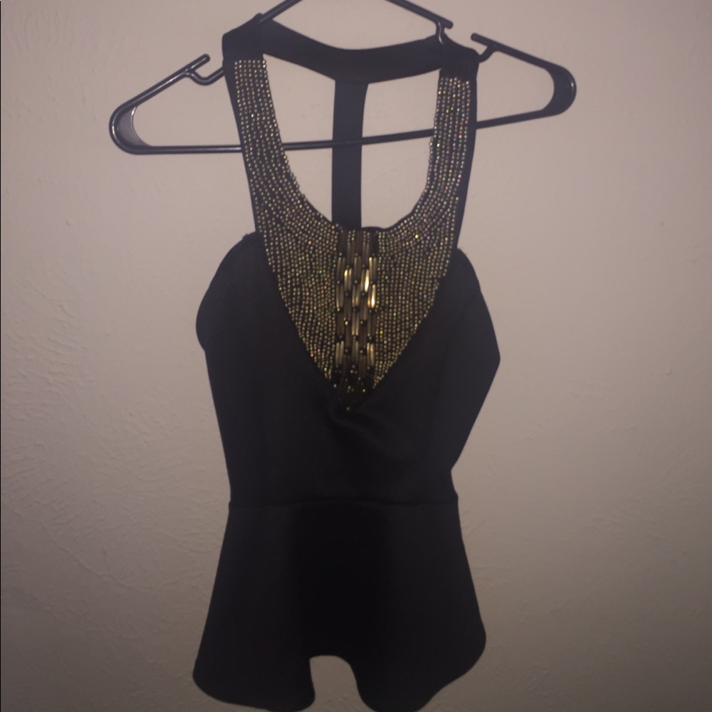 Black backless date night tee