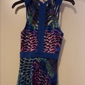 Bebe colorful hi-lo dress- caged top!
