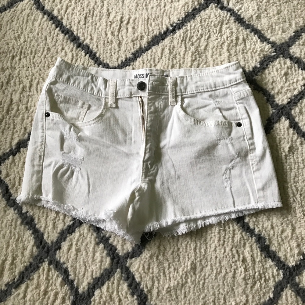 Missimo - high rise white jean shorts
