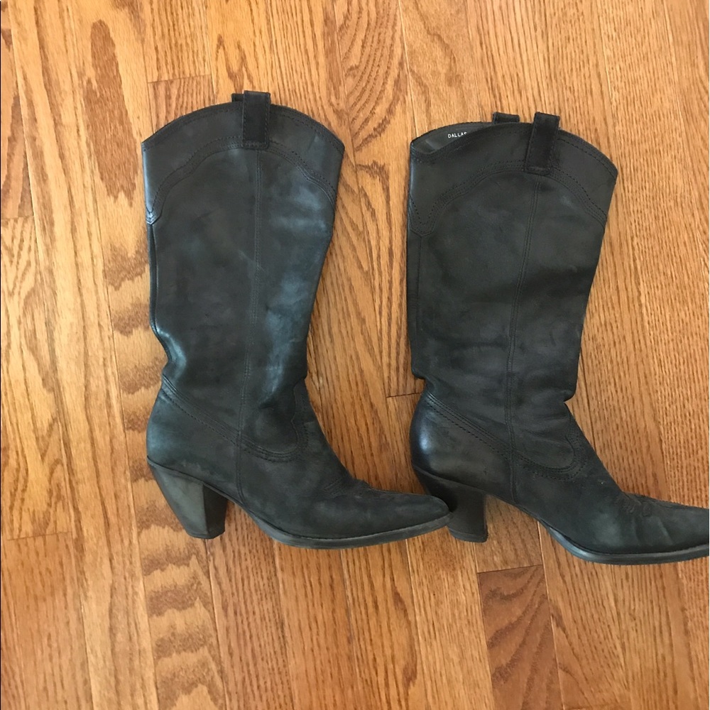 Genuine black leather cowboy boots size 7