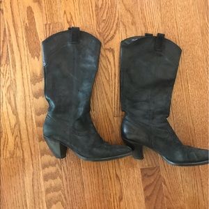Genuine black leather cowboy boots size 7