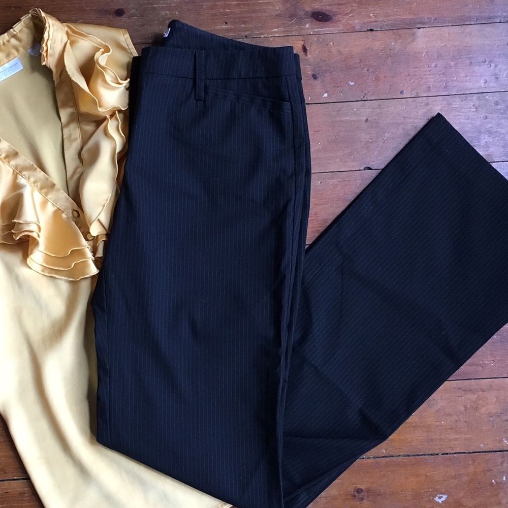 NYCO Black Pinstripe Bootcut Dress Pants