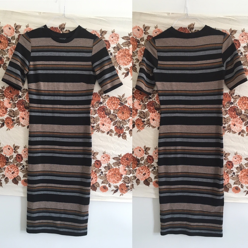 TOPSHOP stripe body con midi dress US 6