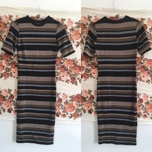TOPSHOP stripe body con midi dress US 6