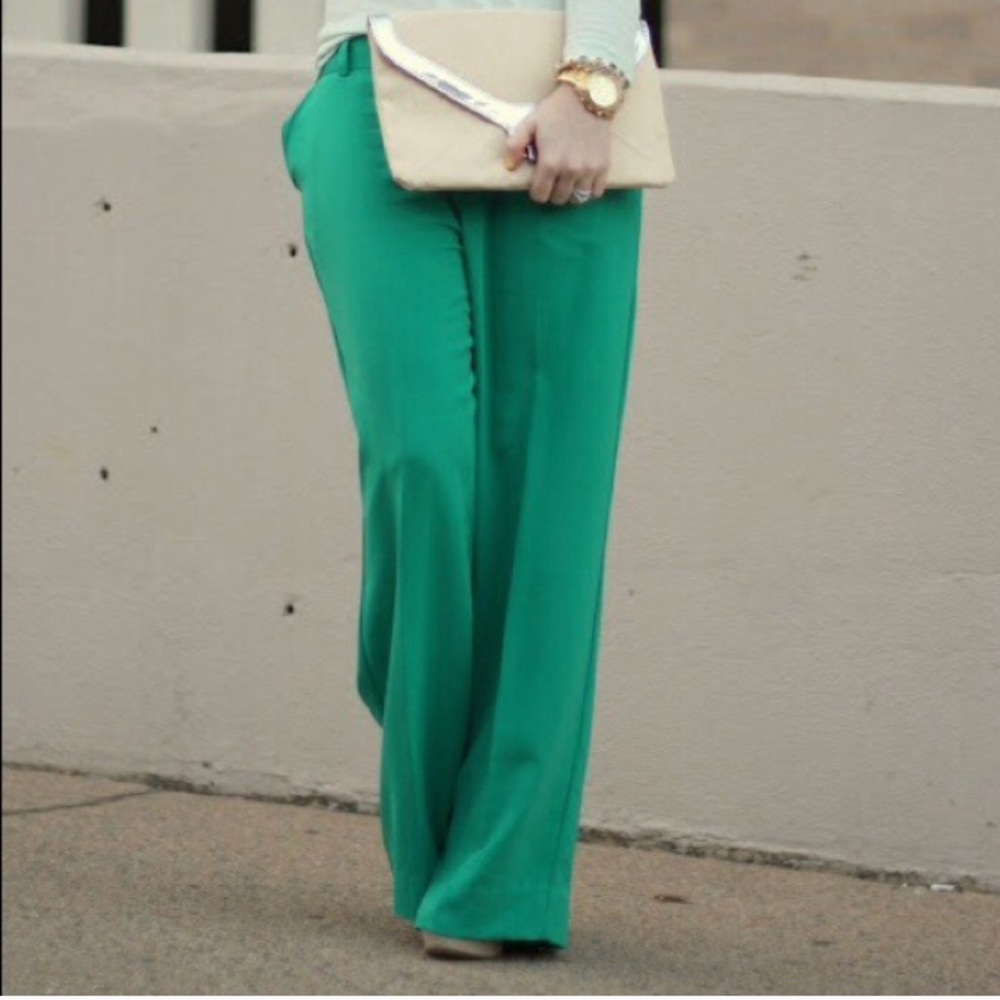 Wide legged green pants