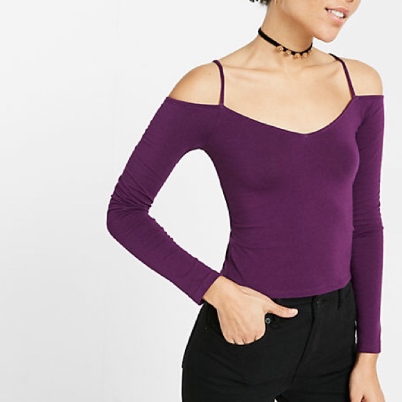 Purple off the shoulder long sleeve top Clearance