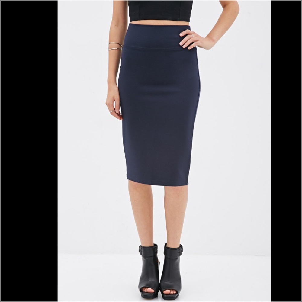 Midi stretch pencil skirt