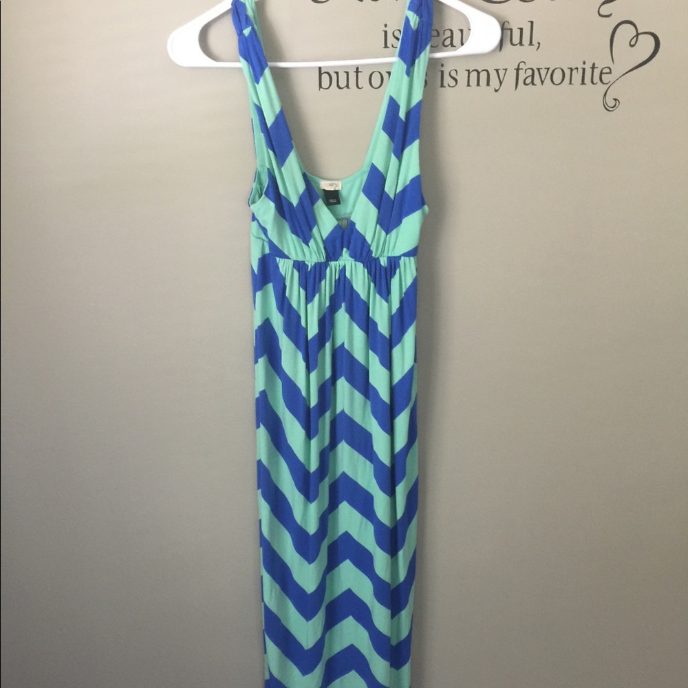 J. CREW mint green & blue maxi dress