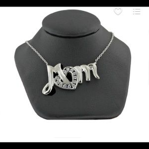 14k White Gold Channel Set Mother Necklace