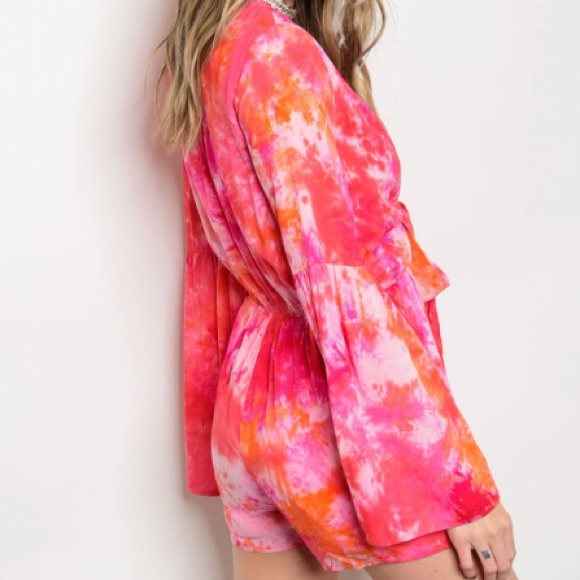🌻 Fushia Tie Die Romper - Picture 2 of 2