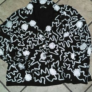 Laura Ashley black white career button jacket XL