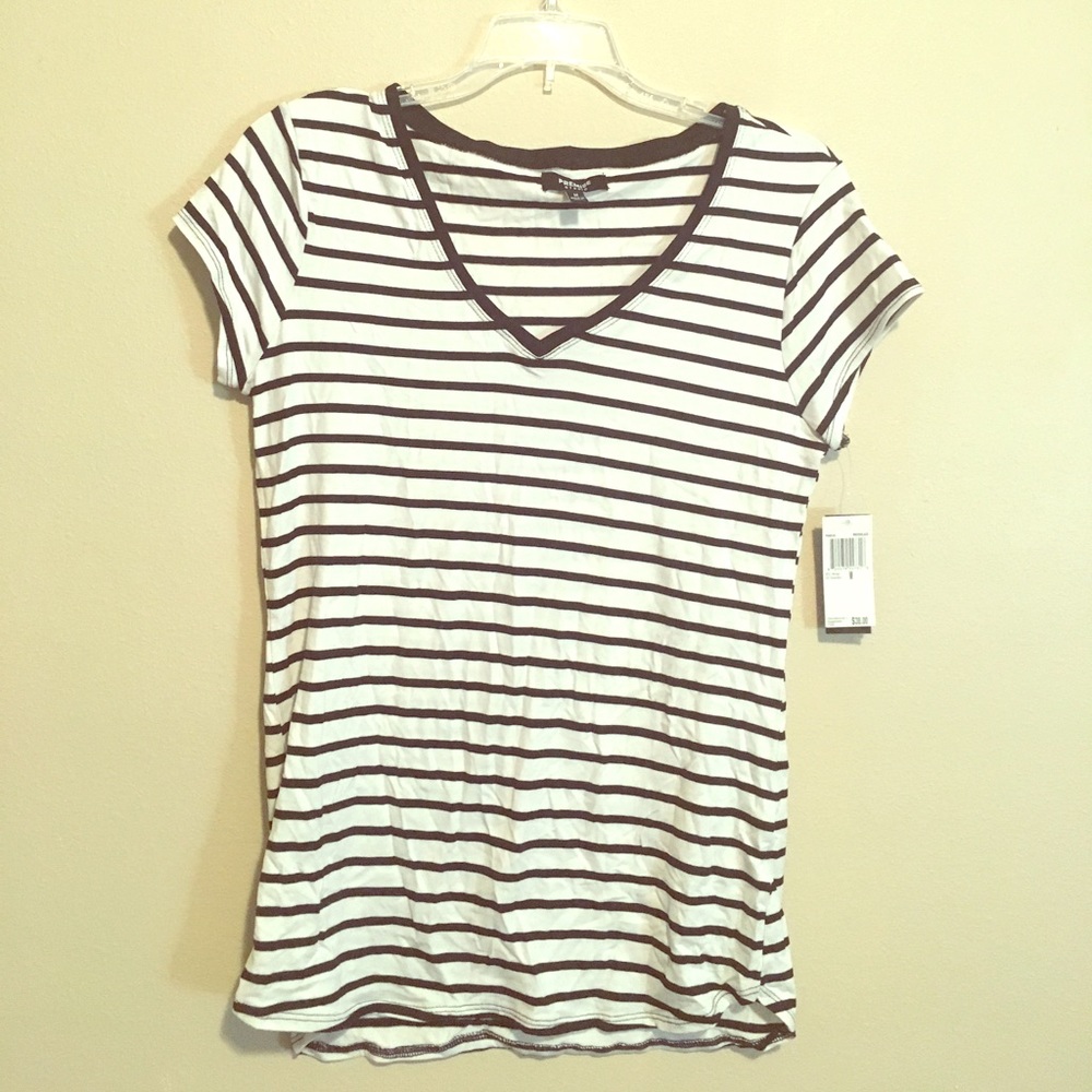 Black and White Striped VNeck