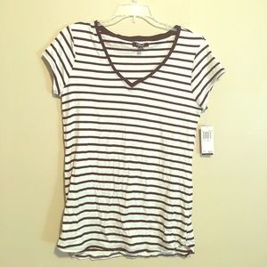 Black and White Striped VNeck