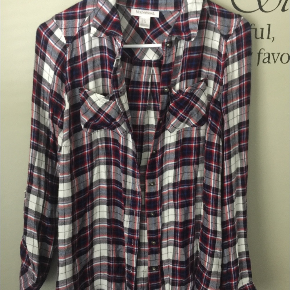 Motherhood maternity size small plaid shirt