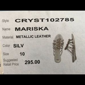 RAFE Mariska Silver Metallic Leather crystal slide