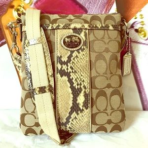 Coach Sutton Signature Python Swingpack Khaki