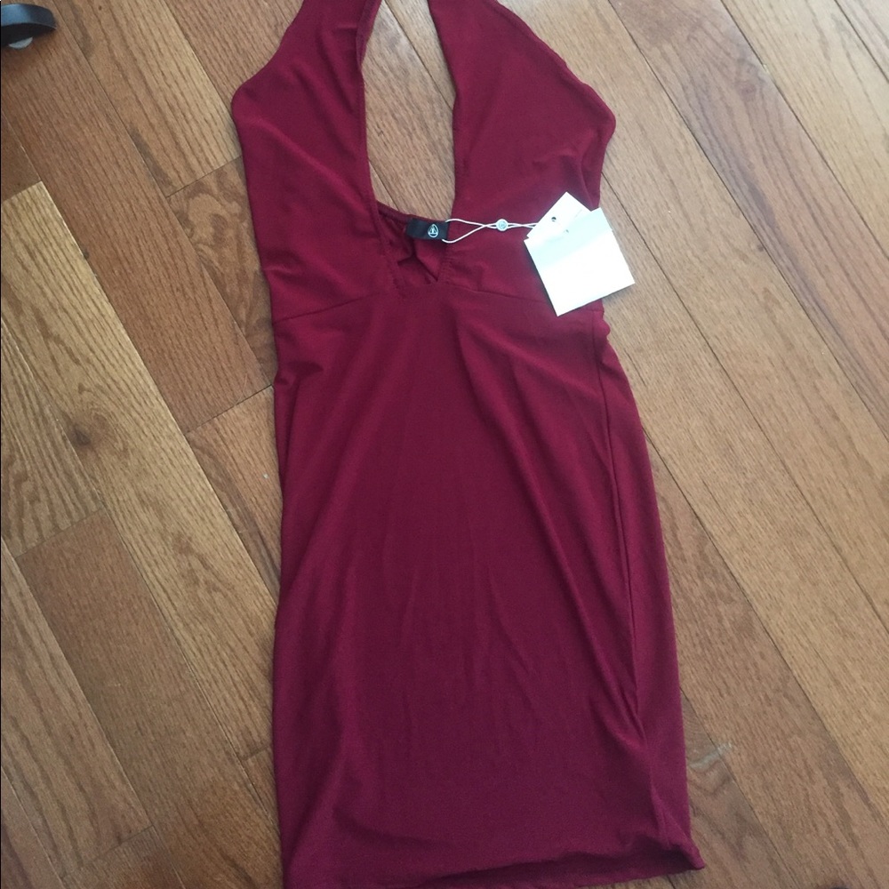 Misguided red halter dress