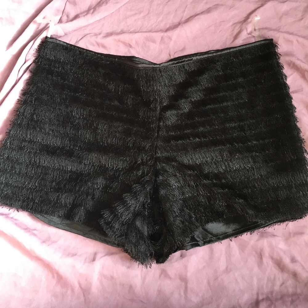 Black Fringe Shorts