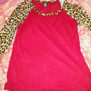 Burgundy And Cheetah Print Shirt RUE 21
