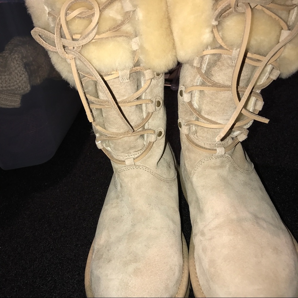 UGG Sand Colored Lace Up Boots