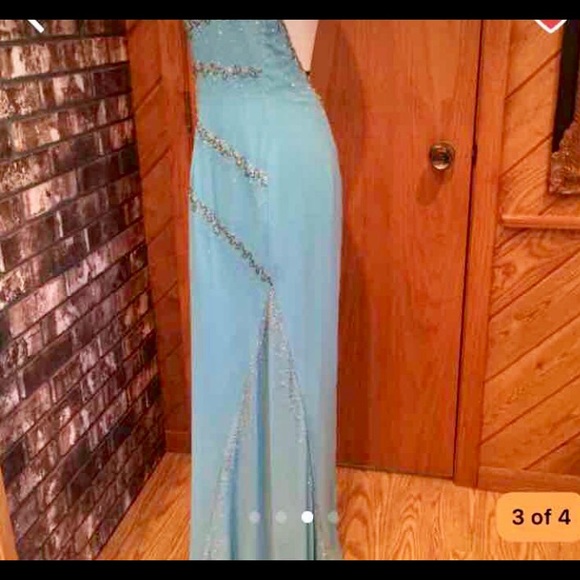 Beautiful light blue sequin formal gown - Picture 3 of 4